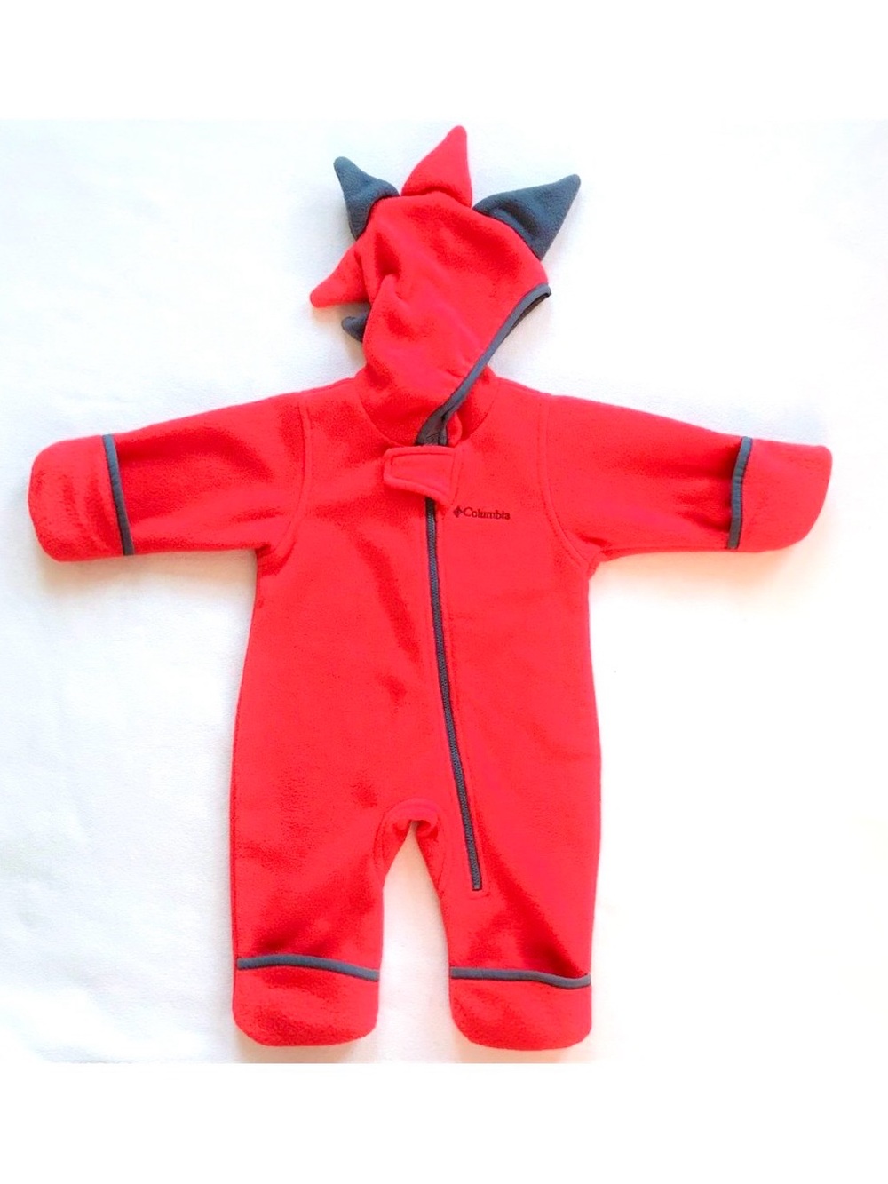 Columbia Little D Fleece Bunting 6M 
Orange Red snowsuit Dinosaur Spike Hoodie